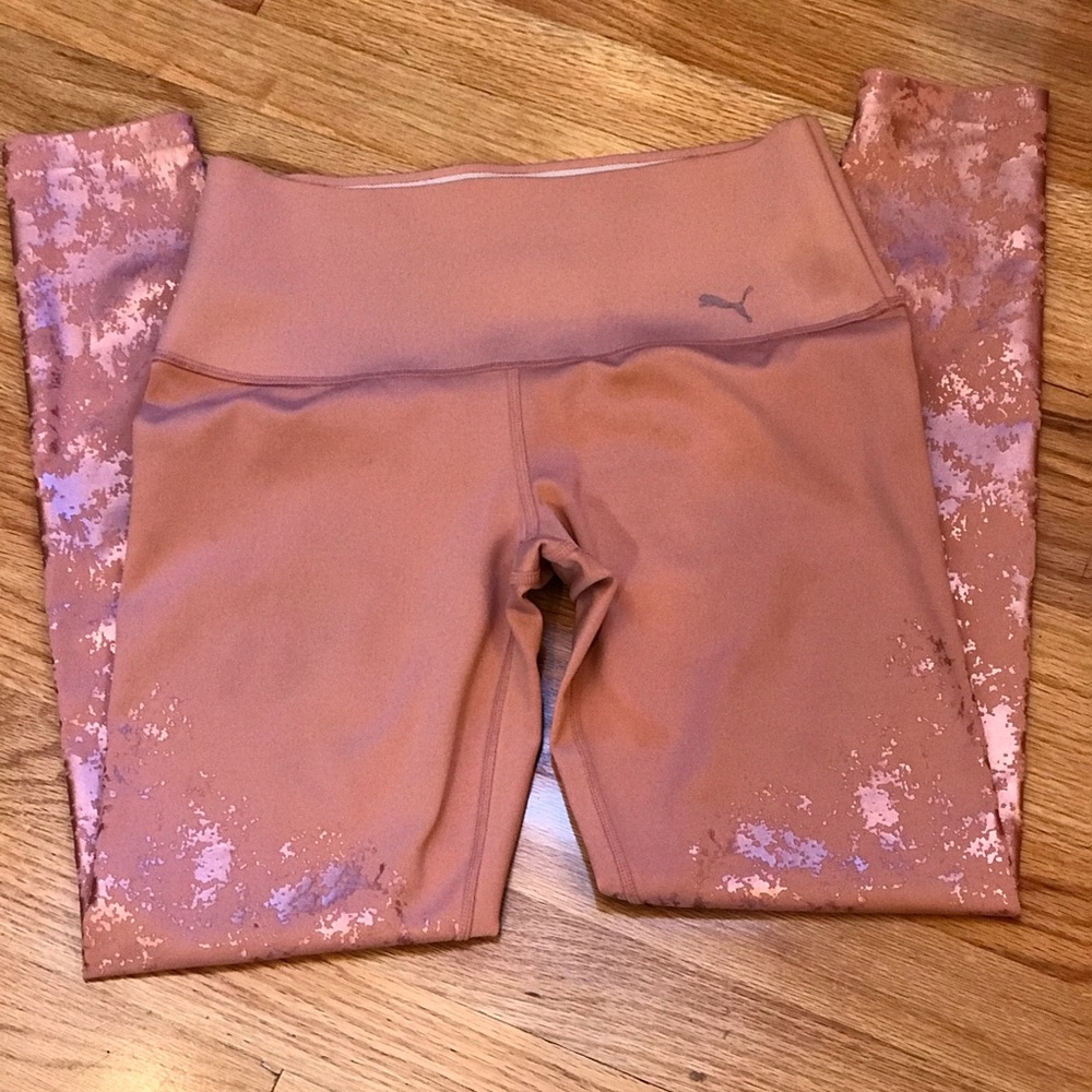 PUMA COMPRESSION POWER TIGHTS PEACH & GOLD